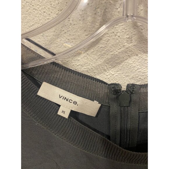 Vince Shirt Womens XL Gray Dolman 3/4 Sleeve Back Zip Tunic Top Blouse - Picture 2 of 3